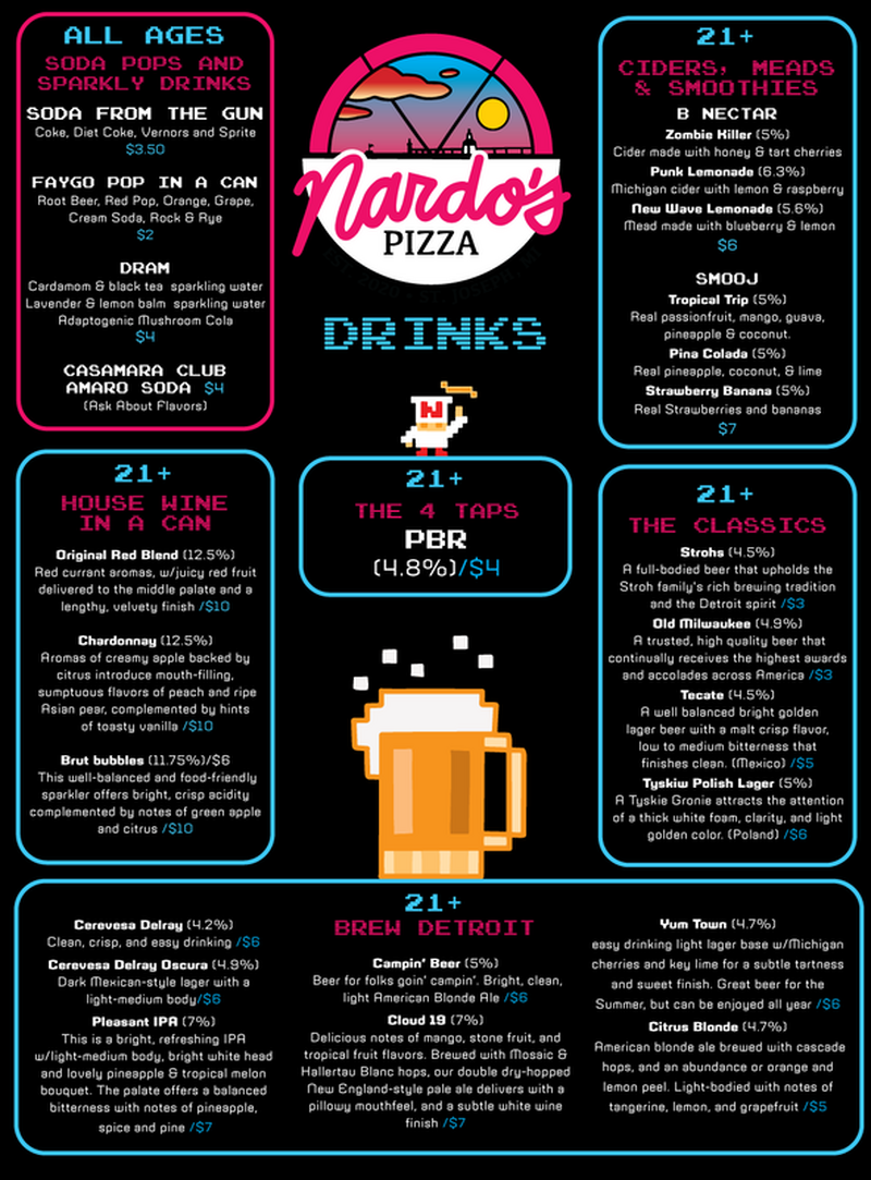 Menu Design for Nardo's Pizza